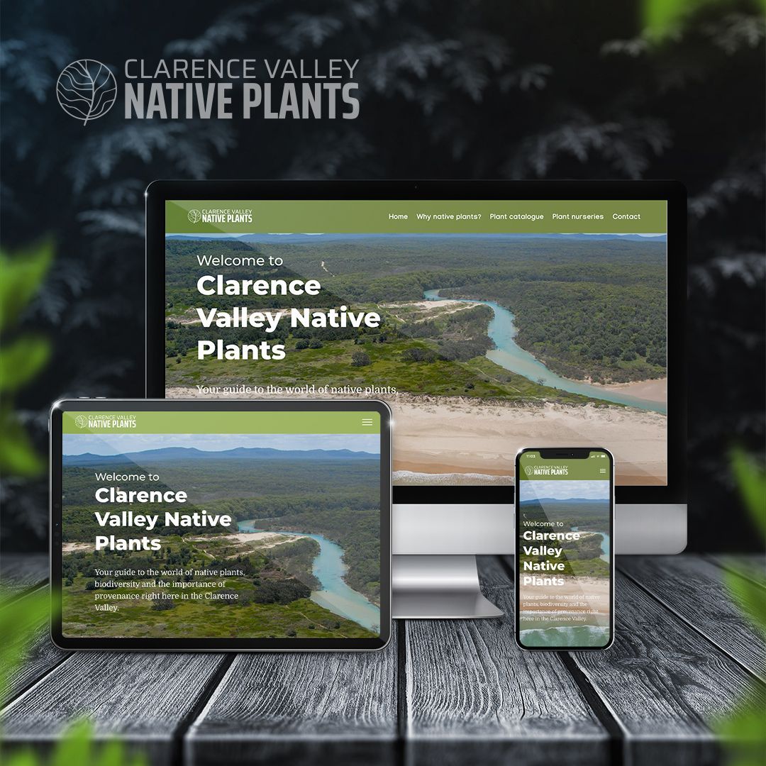 Clarence Valley Native Plants desktop and mobile device website designed by Adam Woodleigh Design