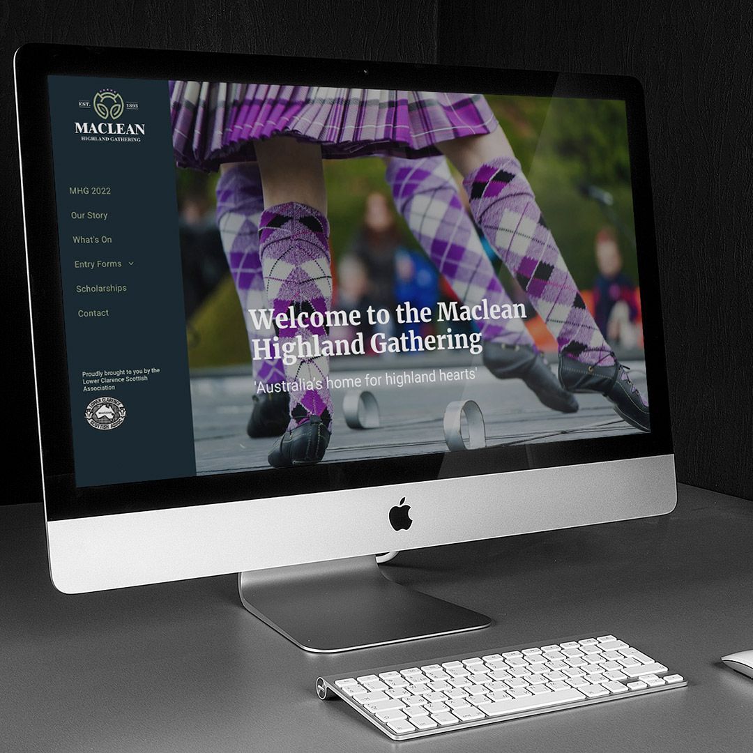Maclean Highland Gathering website on iMac designed by Adam Woodleigh Design