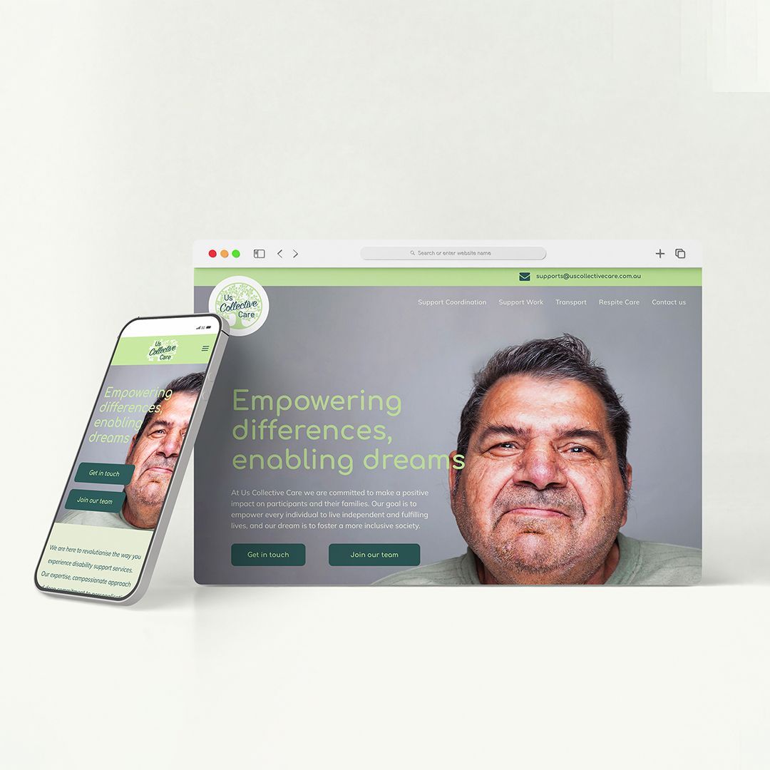 Us Collective Care desktop and mobile website designed by Adam Woodleigh Design
