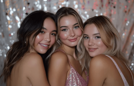 Girls using the photobooth rental for a high quality photograph to print and digital download