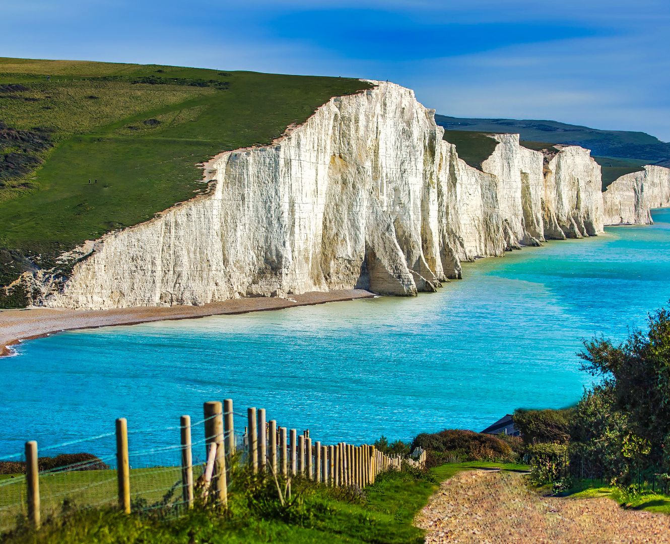 Dover White Cliffs and the English Channel.