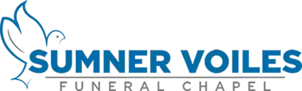 Sumner Voiles Funeral Chapel logo in blue and gray with dove graphic