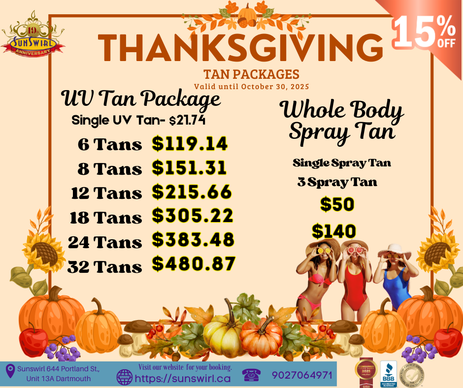 A march tan package includes a whole body spray tan