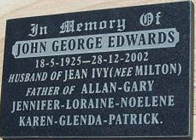 Black granite plaque with lettering