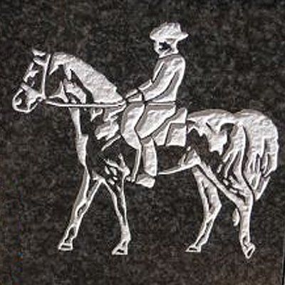 sandblasted horse and rider