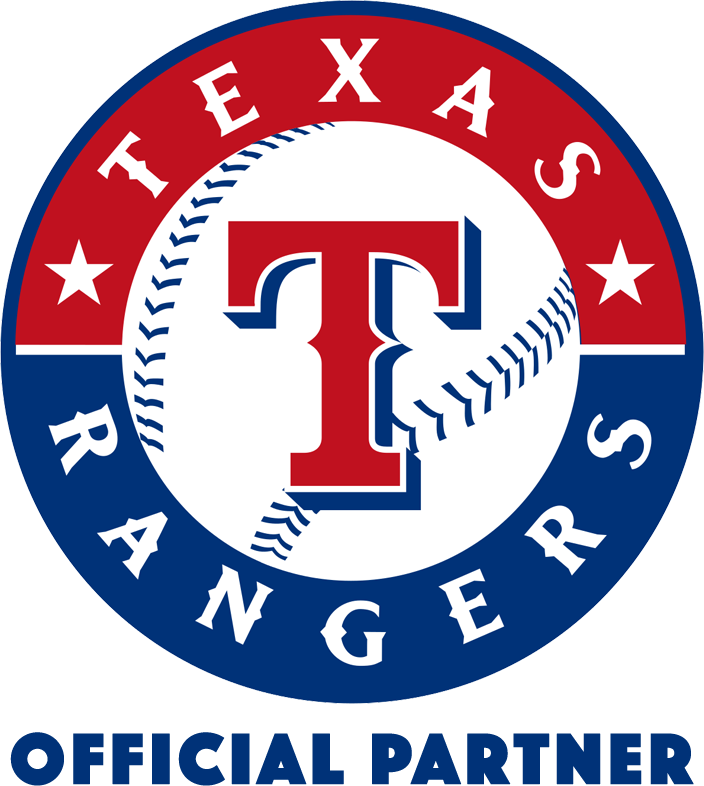A logo for the texas rangers official partner