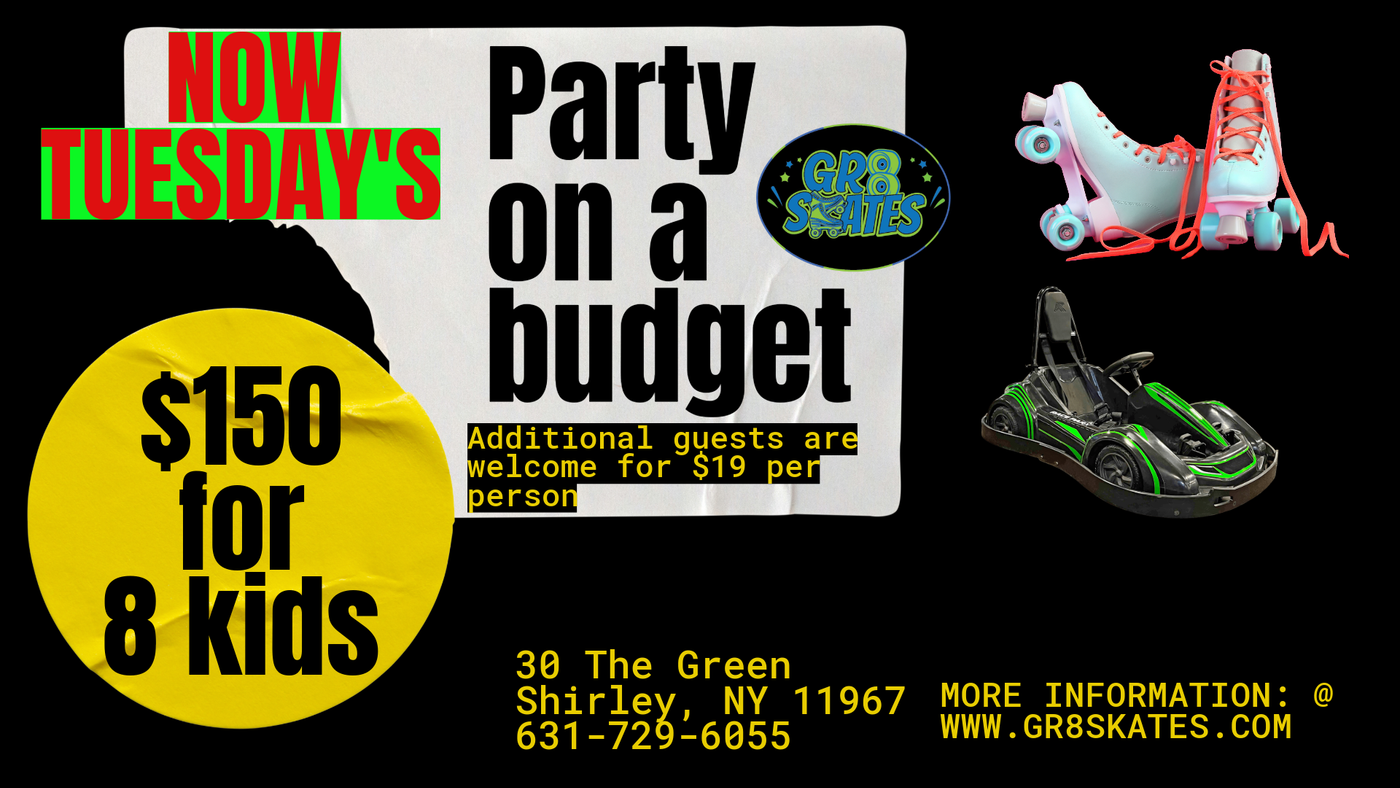 A poster for a party on a budget for 8 kids