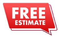 A red sign that says `` free estimate '' on a white background.
