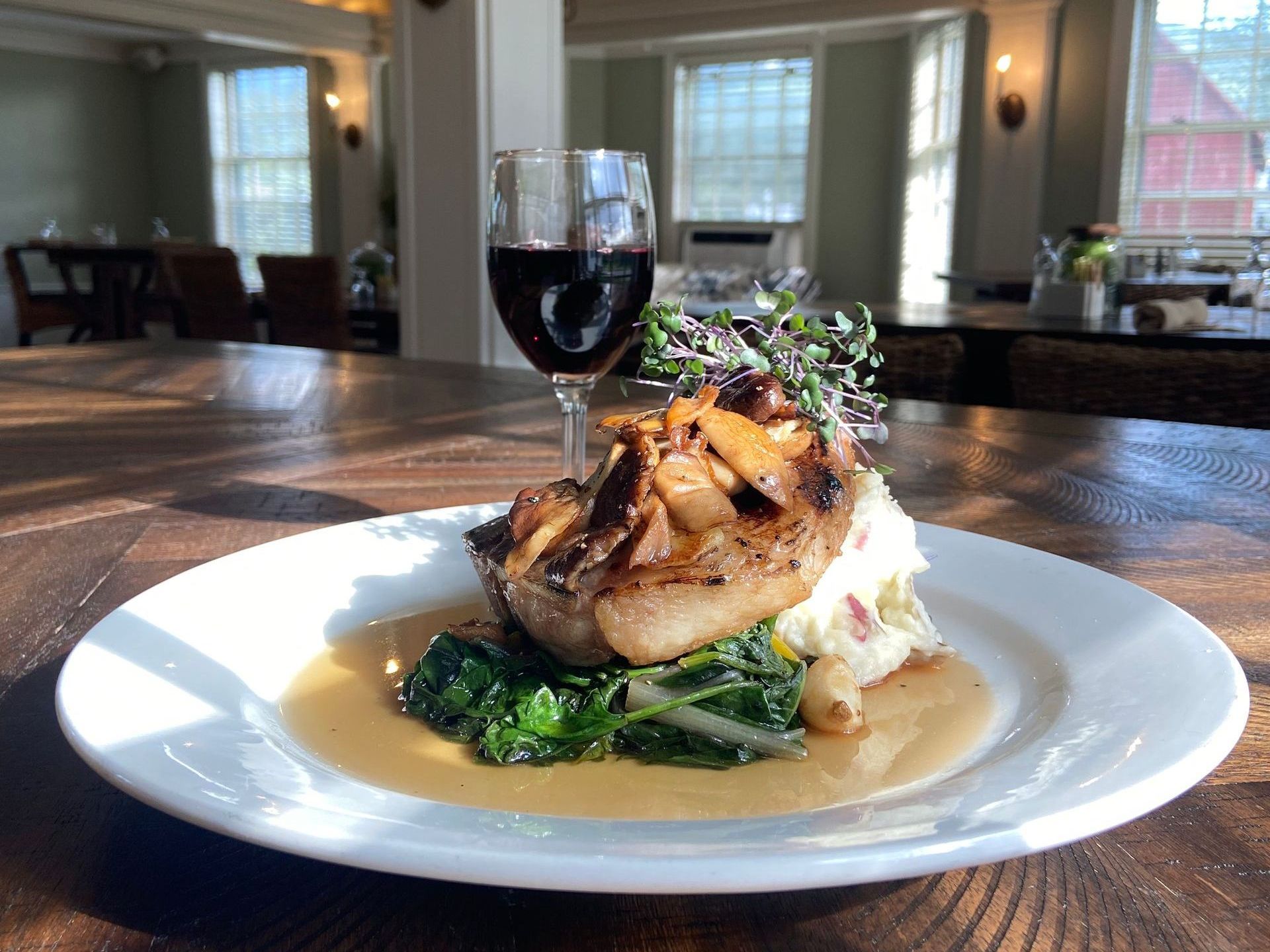 Seasonal entrée served at the Franconia Inn’s White Mountain resort restaurant.