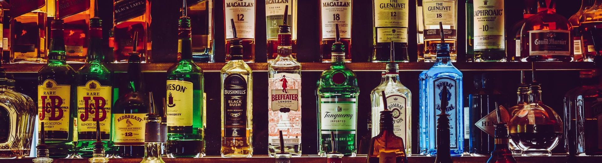 Curated liquor selection at the Franconia Inn’s White Mountain resort restaurant bar.
