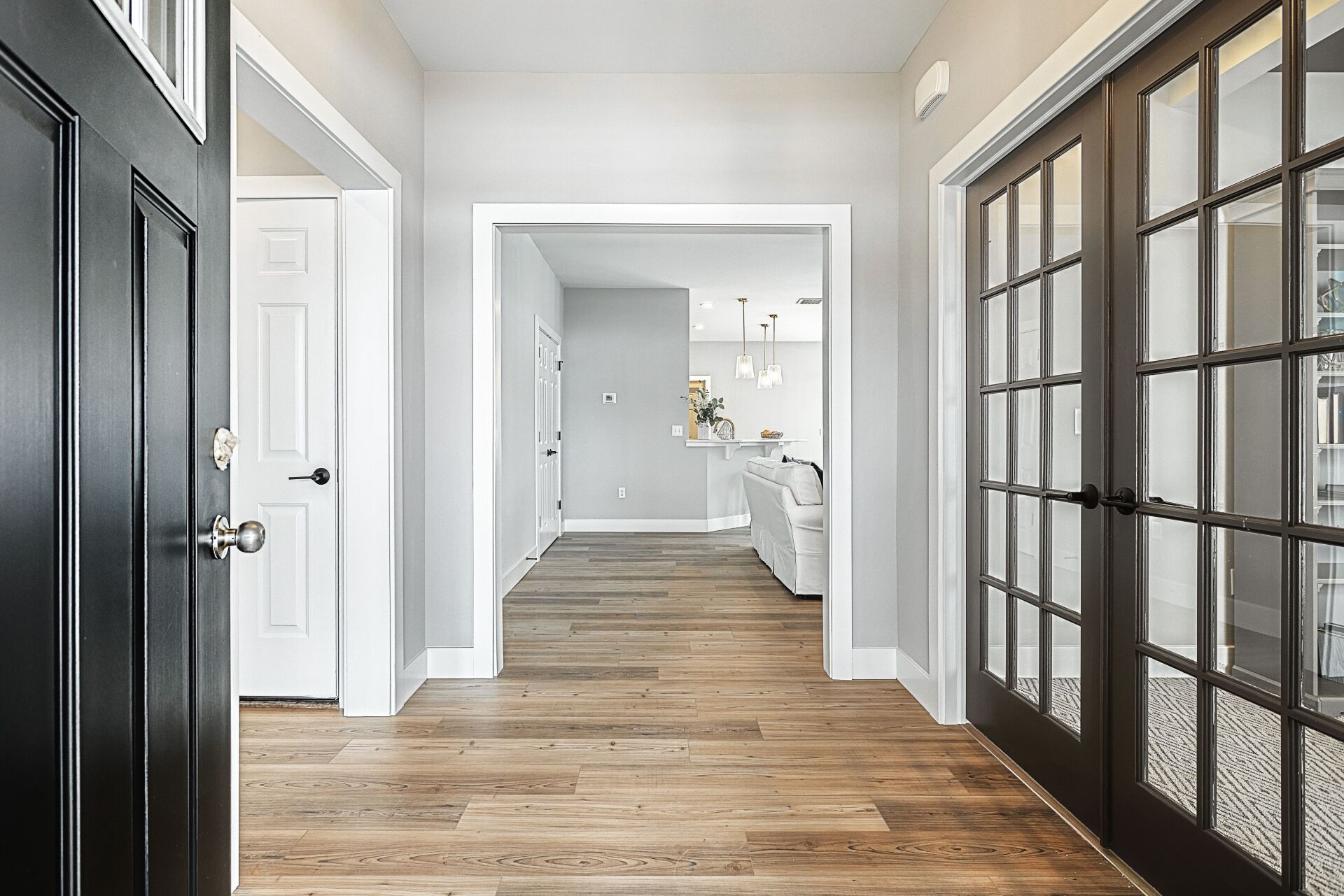 Painted French Door Entry to Home Office in New Home by Landmark Homes in PA