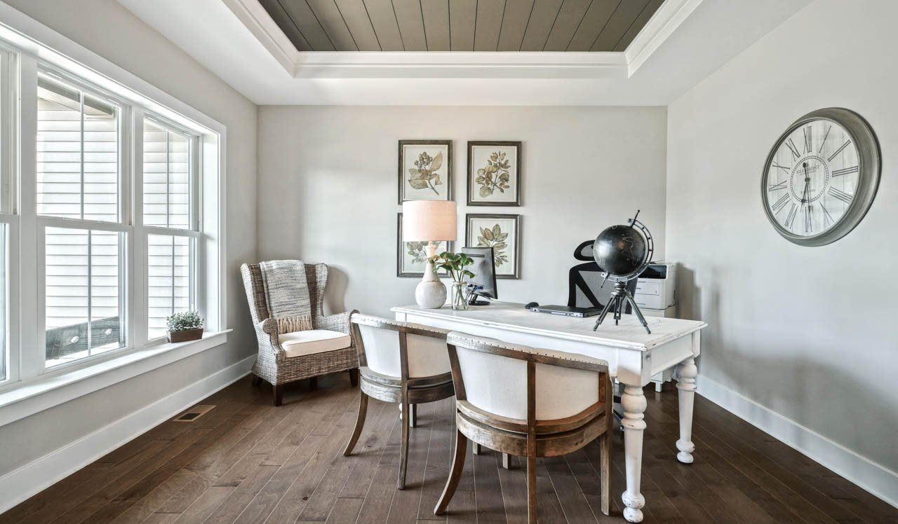 Ceiling Detail and Paint in Home Office by Landmark Homes in PA