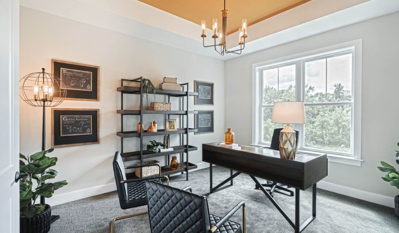 Silverbrooke model home study with accent tray ceiling