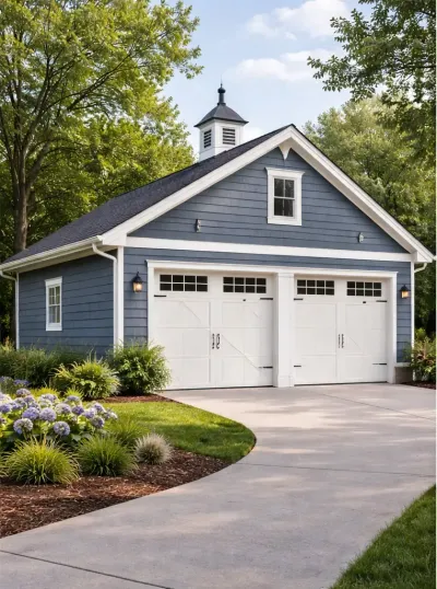 Handyman Maple Ridge: A double garage with two roll-up doors.