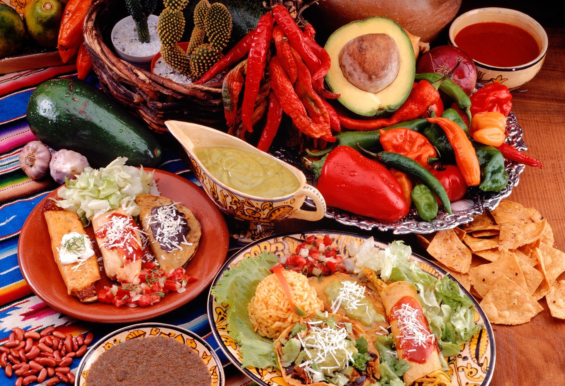 A variety of Tex-Mex food