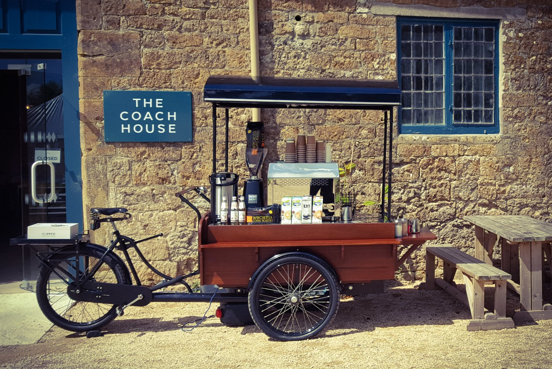 Coffee tricycle at Mapperton House