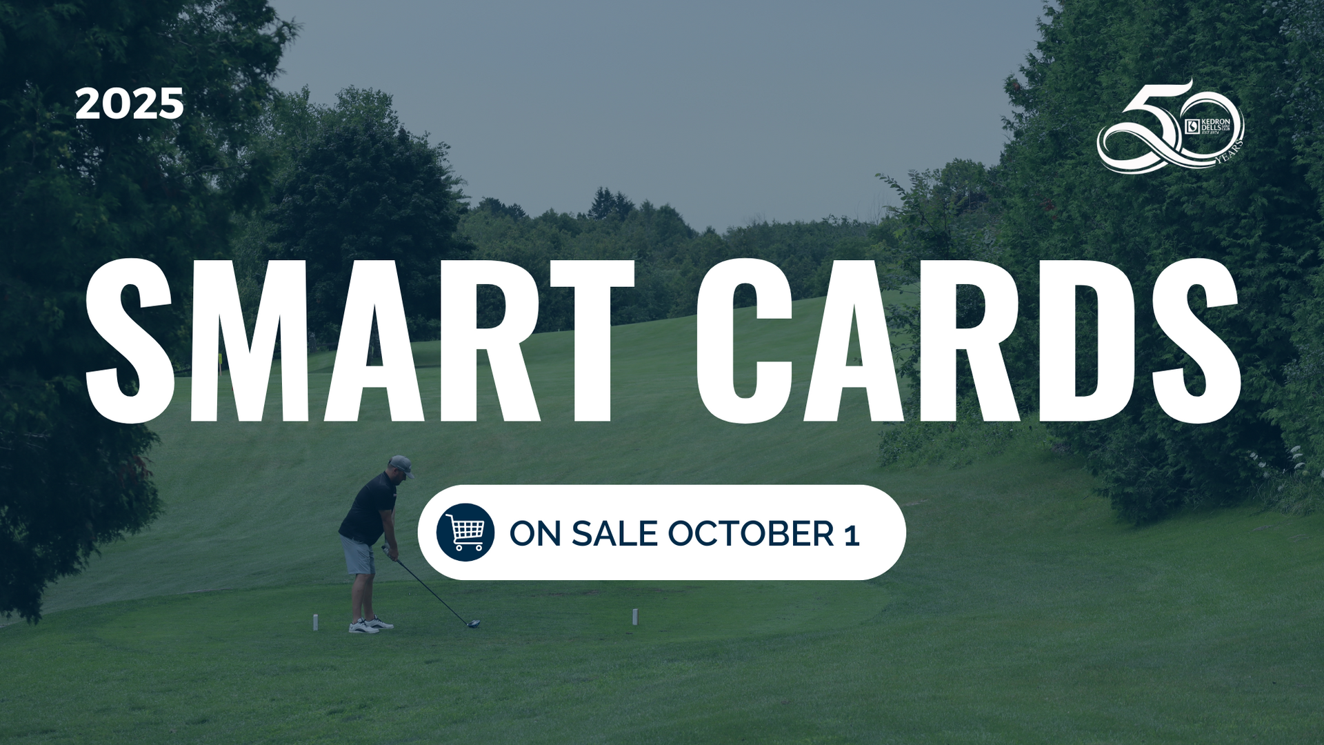 A poster for smart cards shows a man playing golf