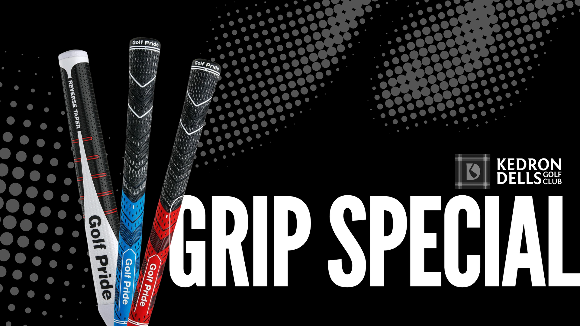 Golf club grips with text 