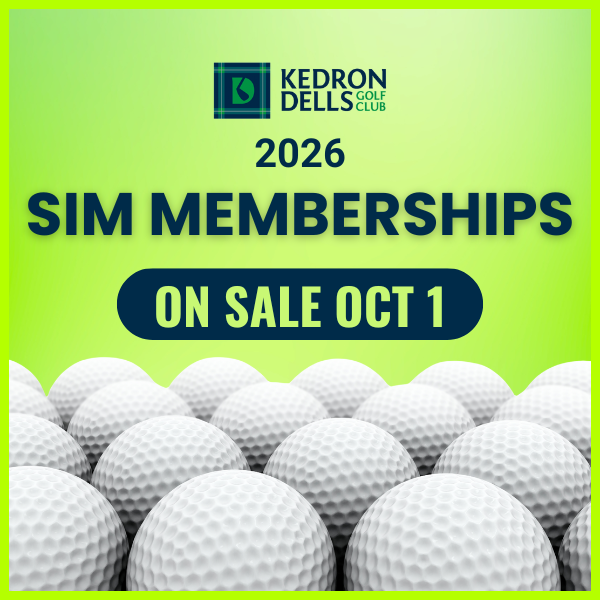 A gift card for kedron dells is sitting on a golf course