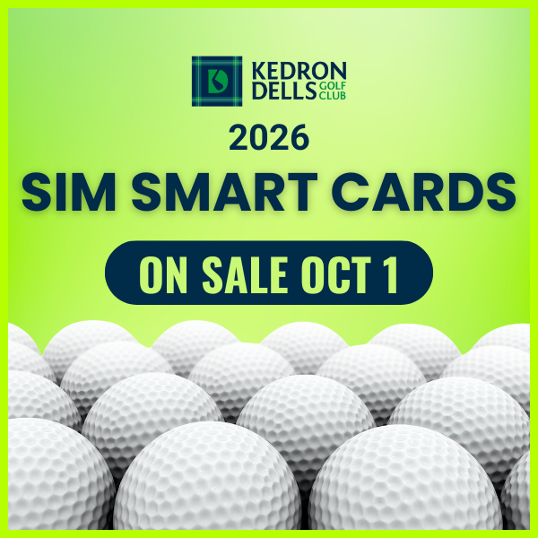 A gift card for kedron dells is sitting on a golf course