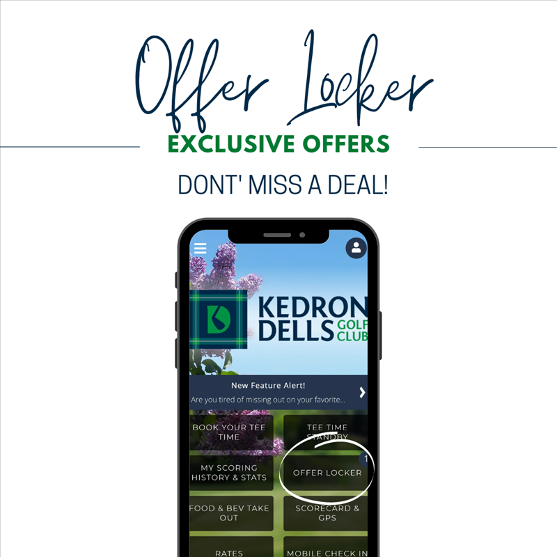 A cell phone with the Kedron Dells app open and the words 