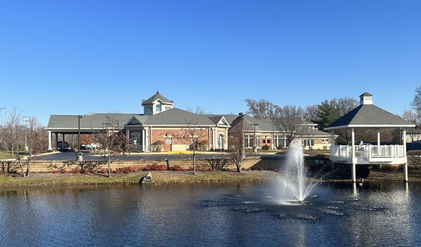 Kurtz Memorial Chapel with Pond and Fountain