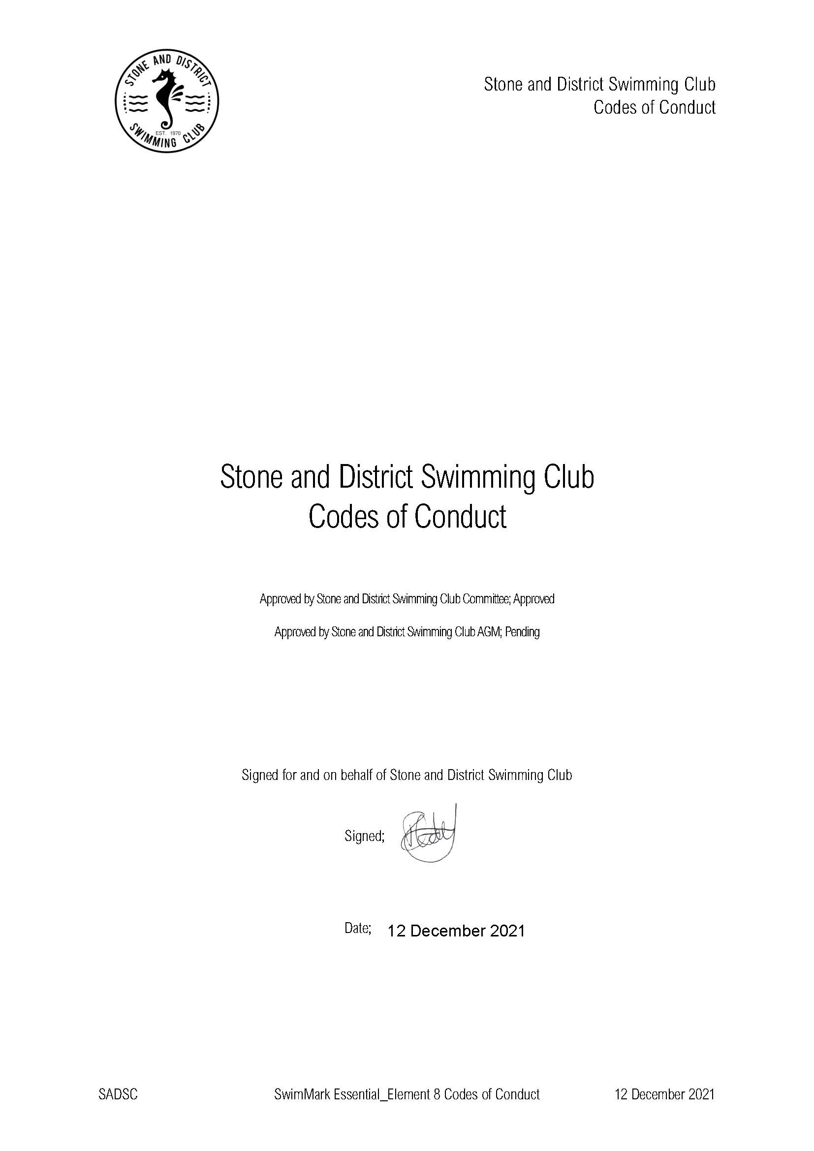 SADSC Codes of Conduct