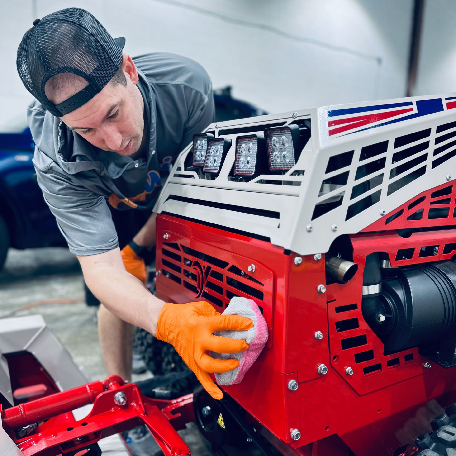 Ceramic Coating Being Applied to Ventrac Tractor