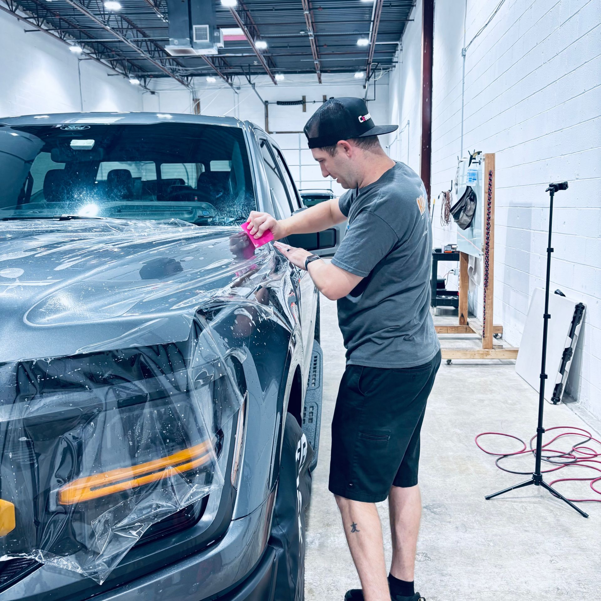 Brian is Installing PPF on a F150 Hood