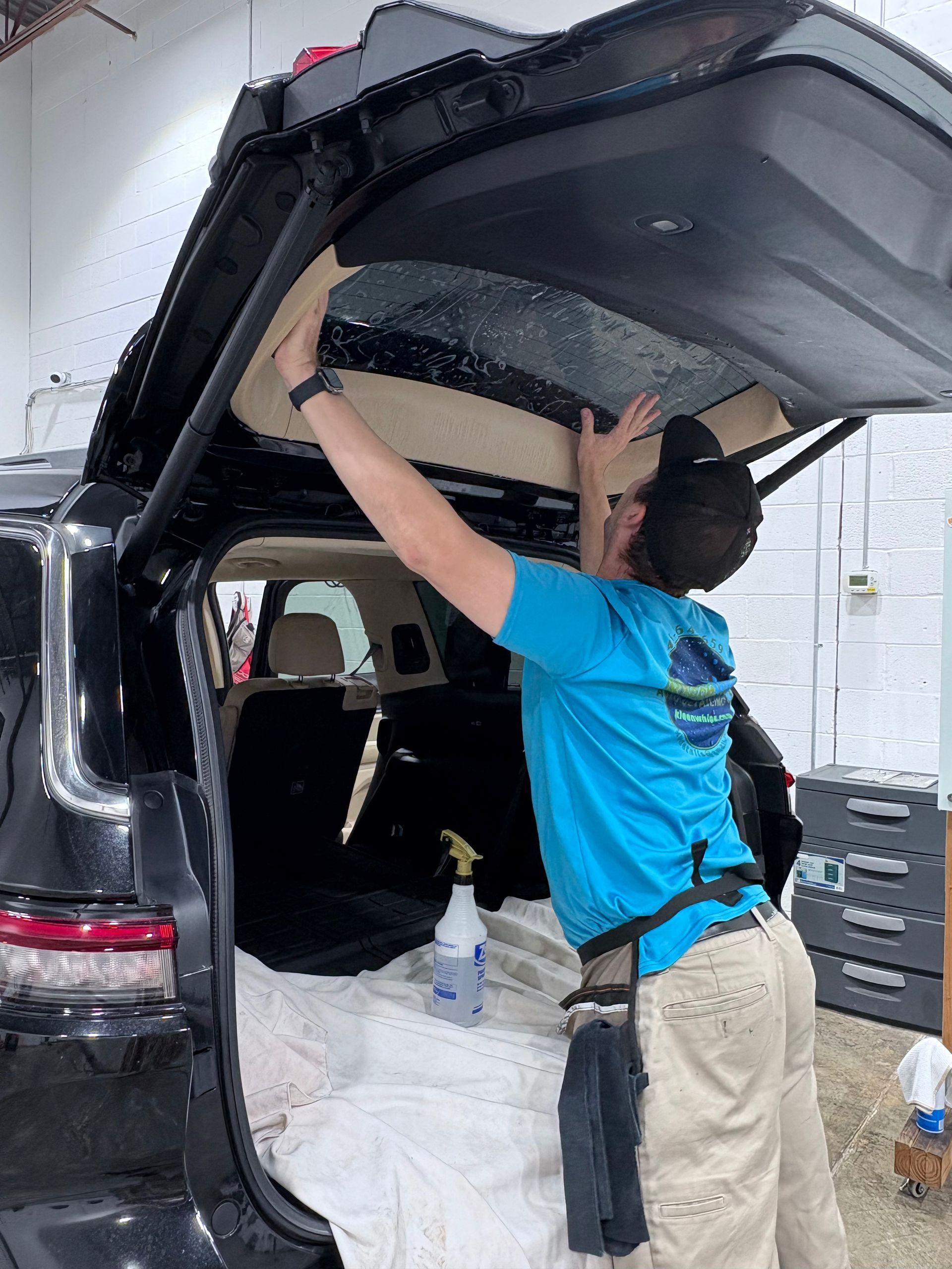 Window Tinting on a Mustang Black Hood in Bel Air