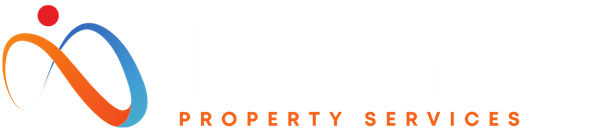 Orange and blue abstract logo with “PROPERTY SERVICES” text on white background