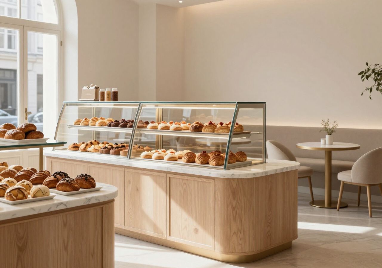 Warm boutique bakery interior in Amsterdam