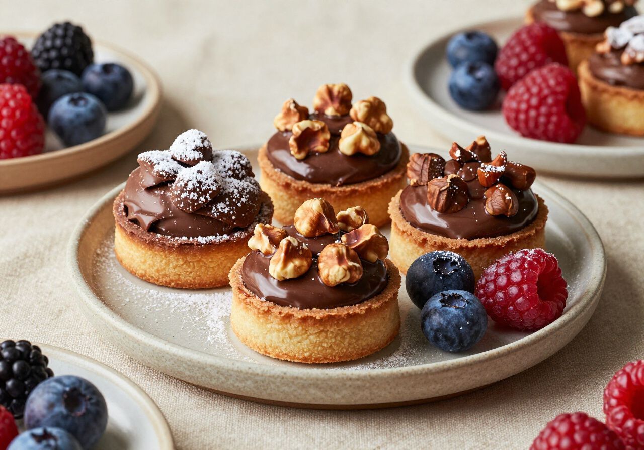 Seasonal Dutch pastry assortment styled on stoneware