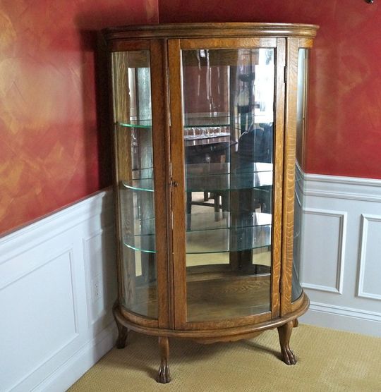China Cabinet Glass Replacement, Curved Glass China Cabinet Vintage
