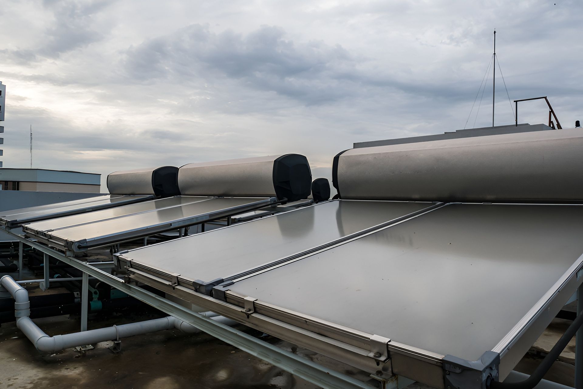 Solar Water Heaters on a Rooftop — Taps 'R' Us in Kunda Park, QLD
