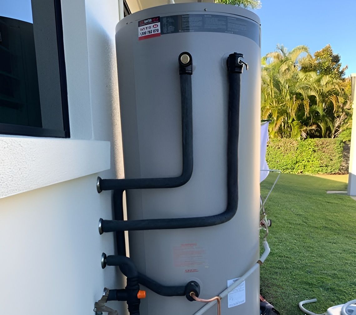 A Large, Cylindrical Grey Hot Water Tank — Taps 'R' Us in Kunda Park, QLD