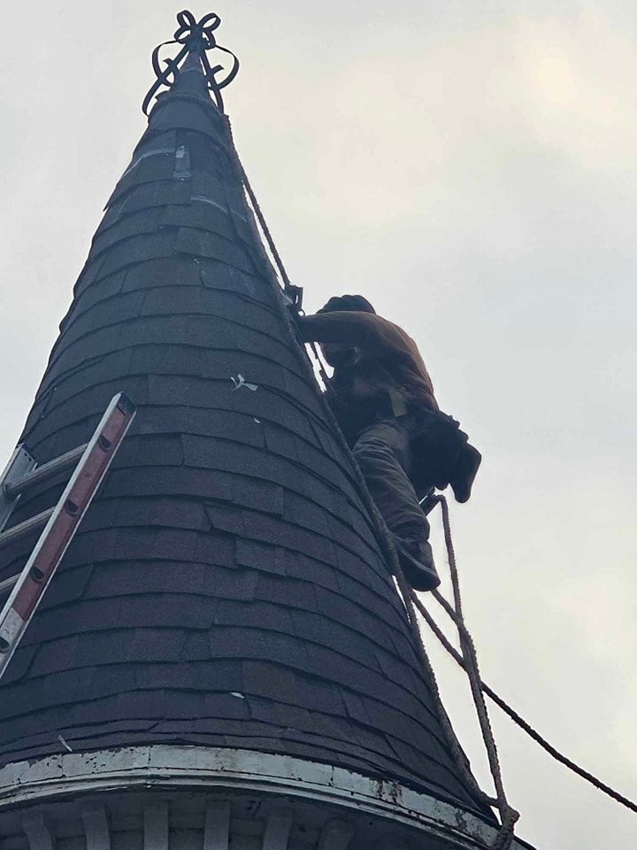 Worker on Roof — Wausau, WI — CW Custom Exteriors