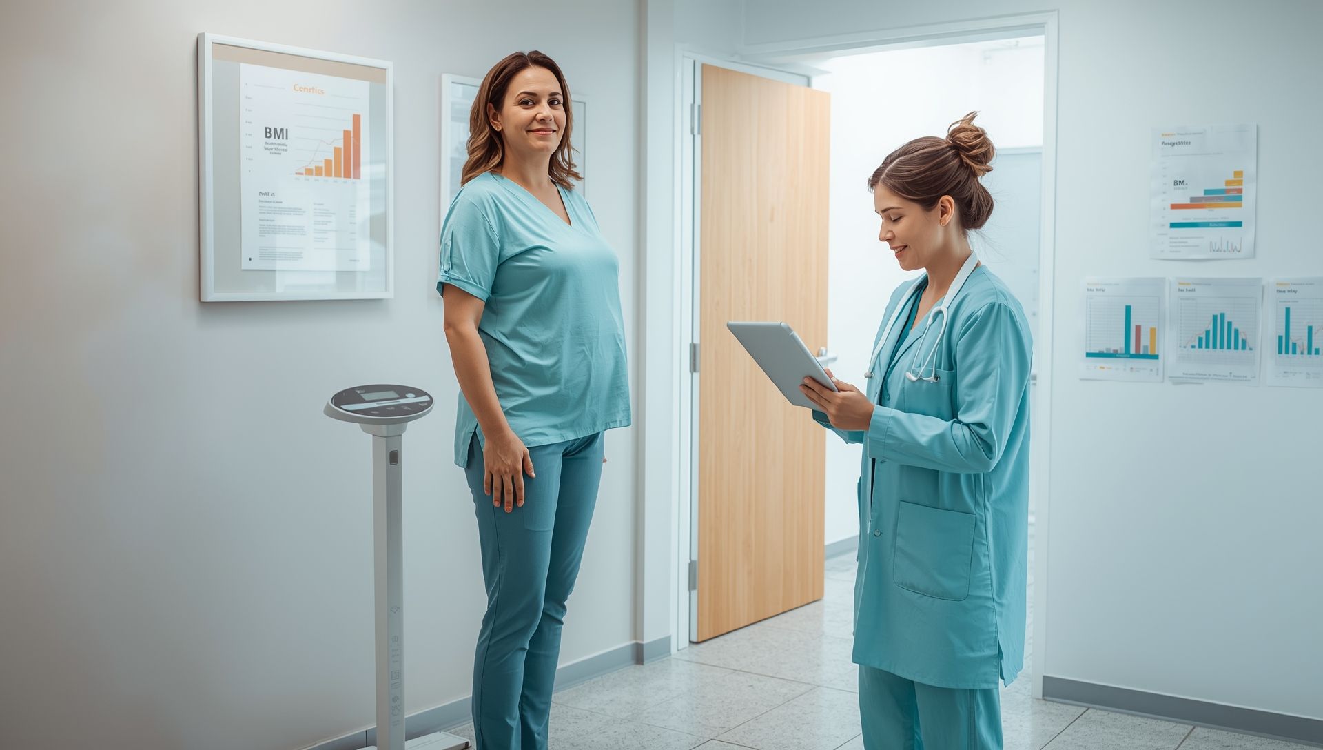 Female patient discussing personalized medical weight loss plan with healthcare provider in clinic