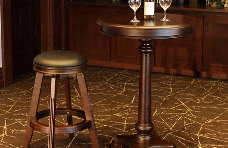 Wooden Table With Bottle Of Wine