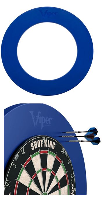 A blue dart board with three darts on it