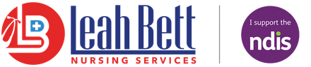 The logo for leah bett nursing services is red and blue
