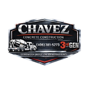 Logo for Chavez Concrete Construction featuring a concrete mixer truck, phone number (406) 381-5273, and 3rd Gen branding.