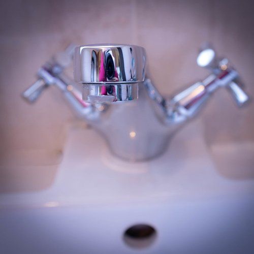 Closeup of a silver tap