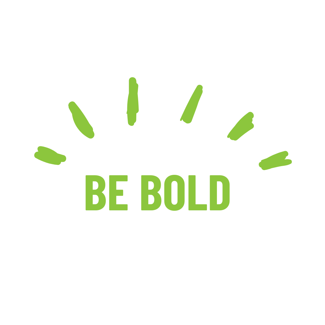 A green logo that says `` be bold '' on a white background.