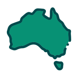 A green map of australia on a white background.