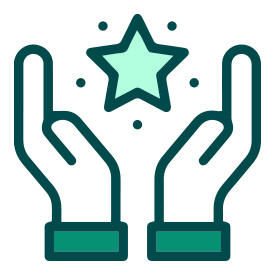 A pair of hands holding a star free icon