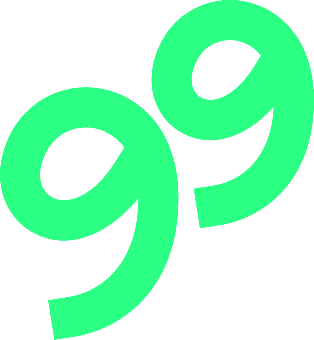 A green number 99 on a white background.