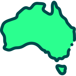 A cartoon drawing of a map of australia.