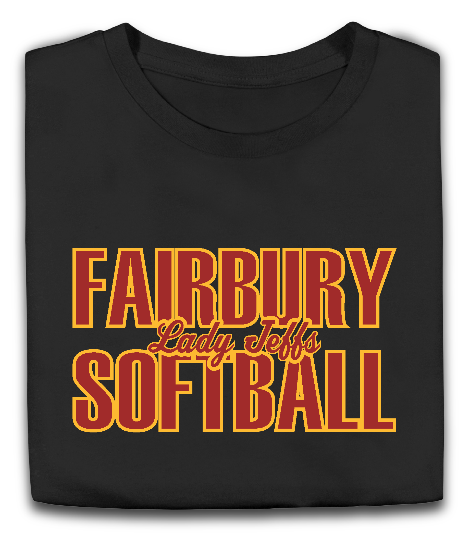 A black shirt that says fairbury softball on it