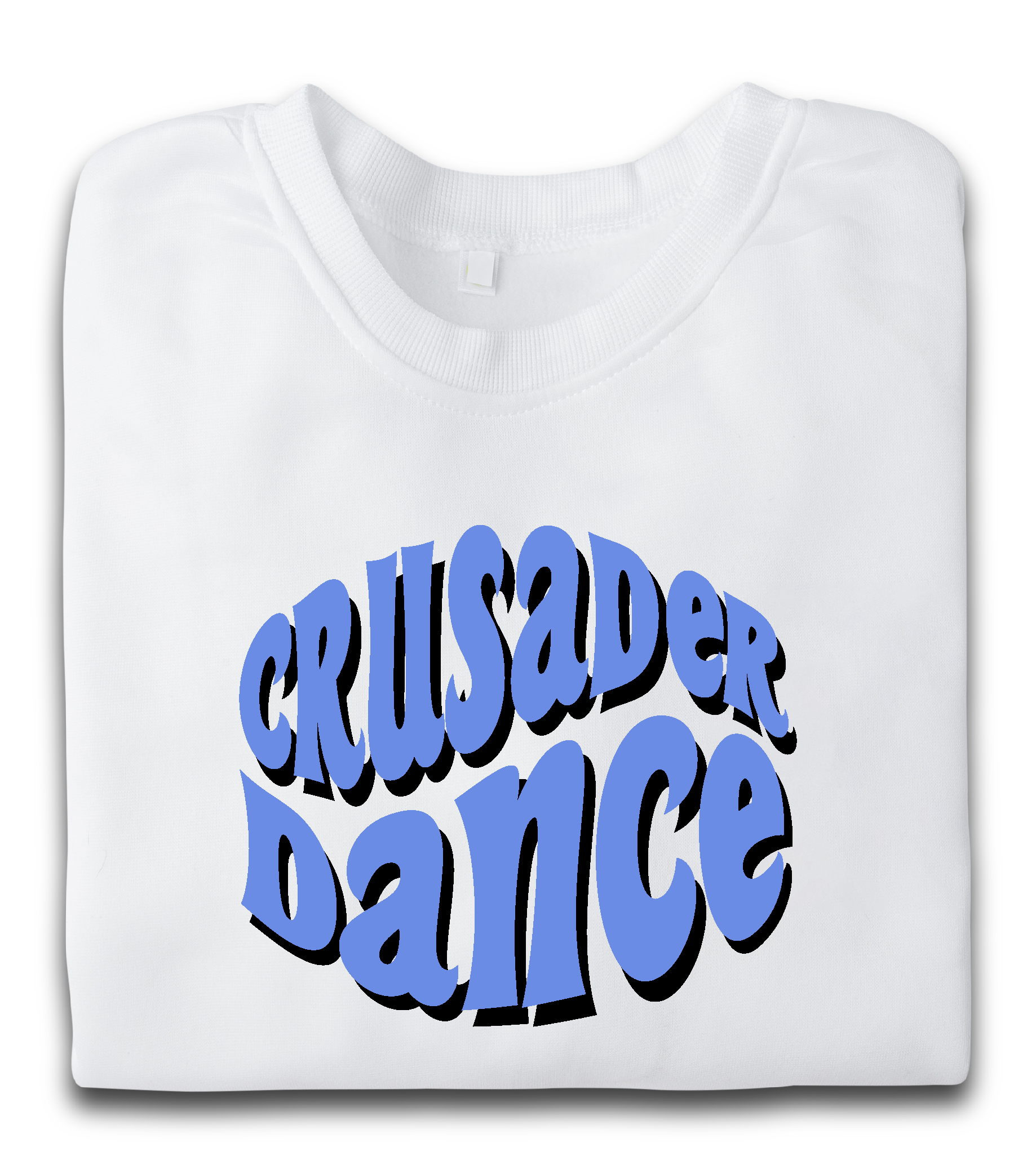 A white t-shirt with the words crusader dance on it